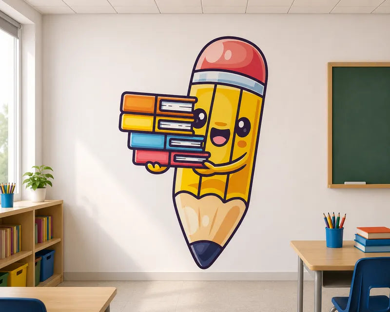 Happy Pencil with Books