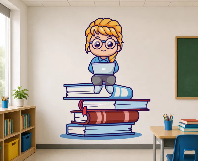 Smart Girl with Laptop & Books