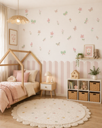 Pink Butterfly Flower Wall Decals