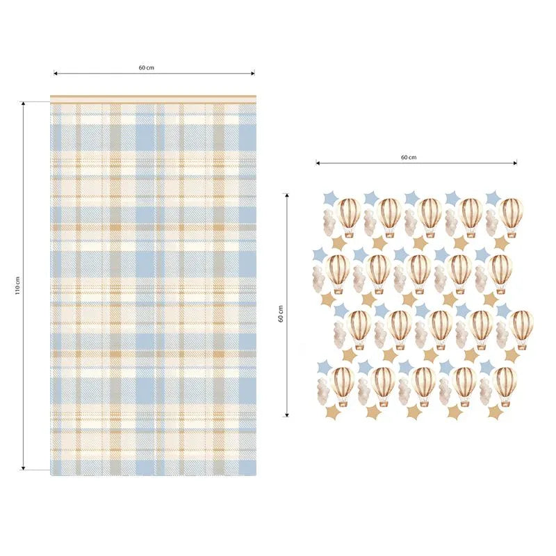 Plaid Wall Panels + Hot Air Balloon Wall Decals