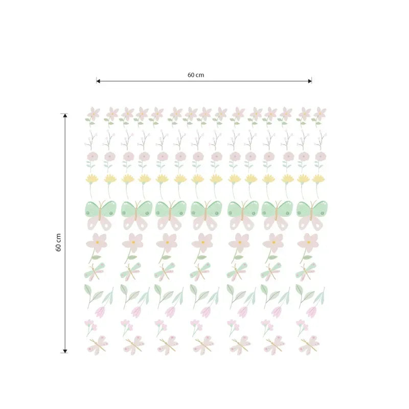 Pink Butterfly Flower Wall Decals