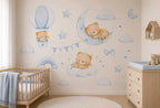 Blue Teddy Bear Nursery Wall Decal Set