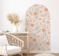 Vintage Floral Arch Wall Decal – Terracotta
