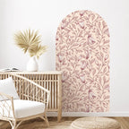 Vintage Floral Arch Wall Decal – Beige