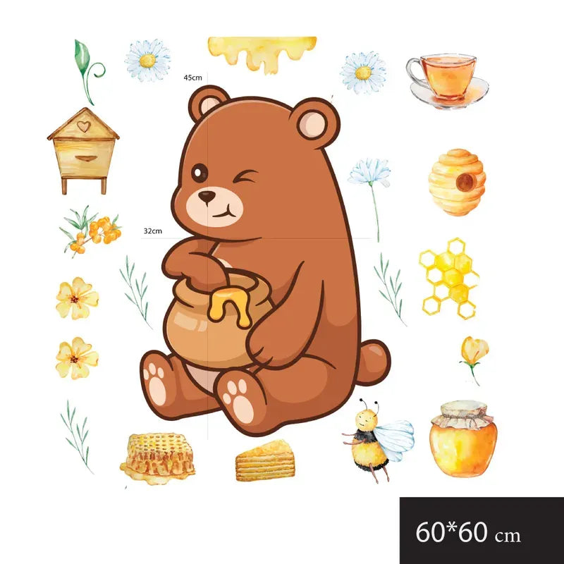 Cute Bear with Honey Wall Stickers