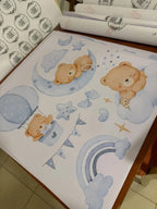 Blue Teddy Bear Nursery Wall Decal Set