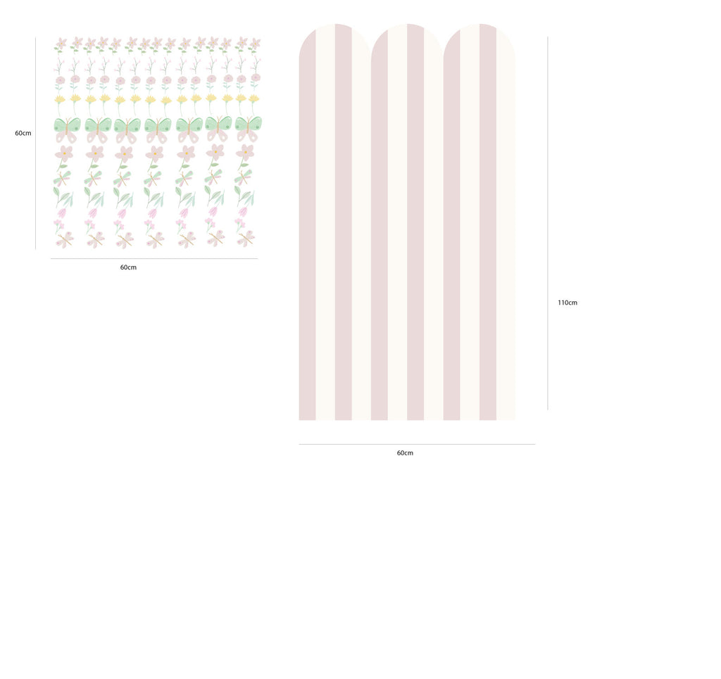 Pink Butterfly Flower Wall Decals