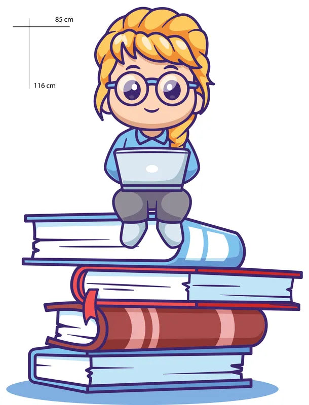 Smart Girl with Laptop & Books