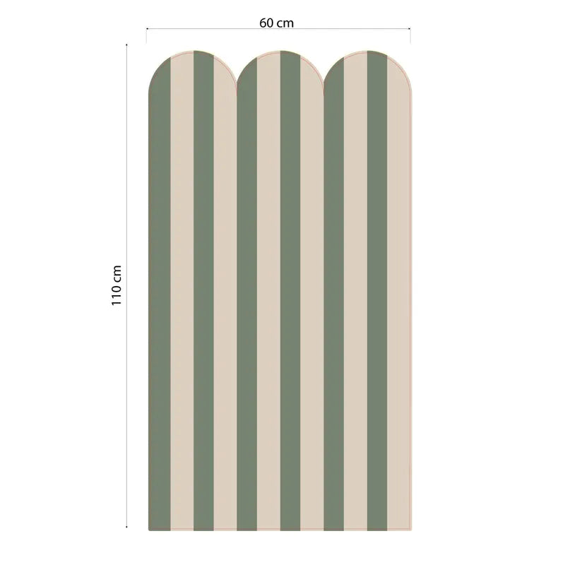 Green And Beige curly Stripe Sticker