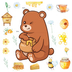 Cute Bear with Honey Wall Stickers