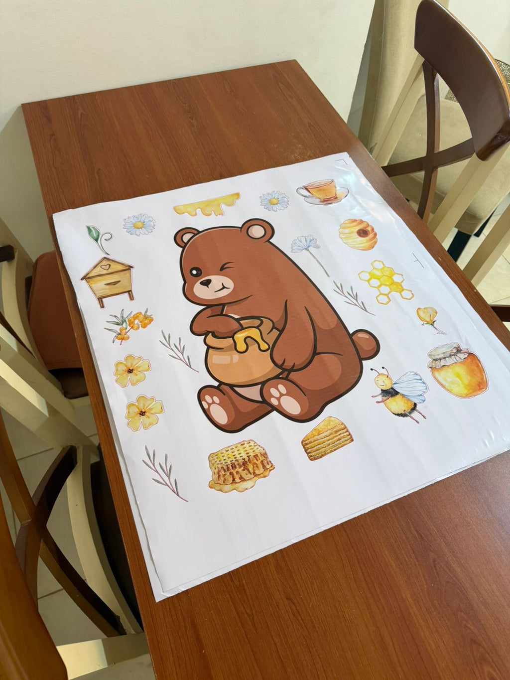 Cute Bear with Honey Wall Stickers