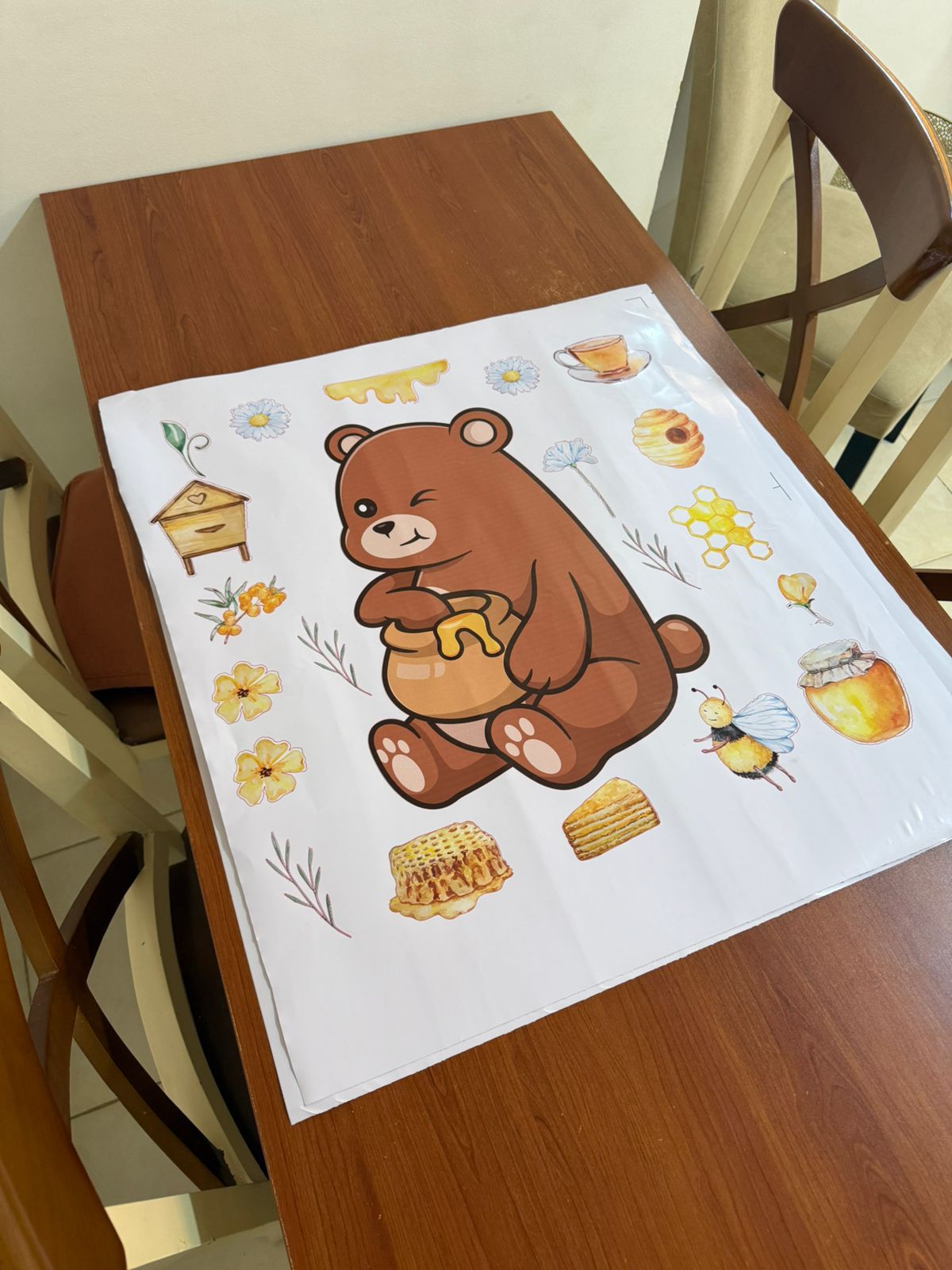 Cute Bear with Honey Wall Stickers