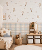 Plaid Wall Panels + Hot Air Balloon Wall Decals