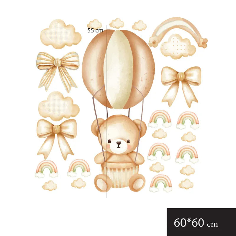Teddy Bear Hot Air Balloon Wall Stickers